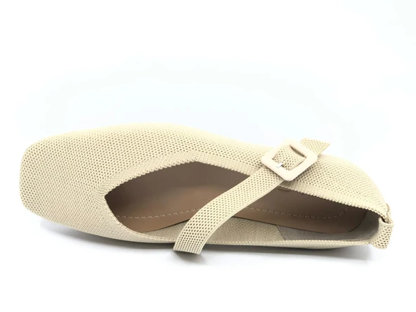 Feles Küt Burun Kemer Detaylı Kadın Babet Ayakkabı - Resim 9