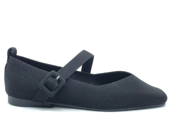 Feles Küt Burun Kemer Detaylı Kadın Babet Ayakkabı - Resim 2