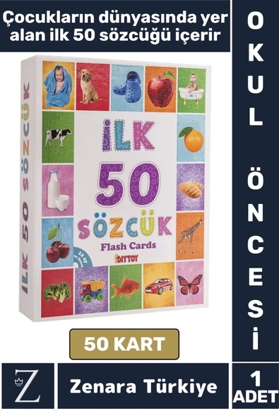 Okul Öncesi Dil Bilgisi Geliştirici Renk Tanım Hafıza Geliştirici Eğlenceli Eğitici İLK 50 SÖZCÜK