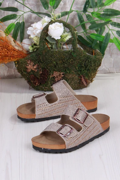 Fort 8731 Anatomik Rahat Taban Taşlı Çift Tokalı Şık Kadın Terlik - Resim 8