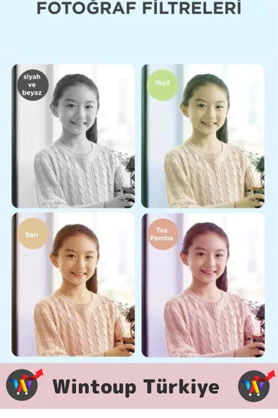 Premium 1080p HD Video Kayıt Ön Arka Çekim Filtre 5 Oyun Mini Çocuk Kamera Dijital Fotoğraf Makinesi - 6