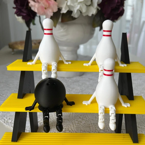 Bowling Labut & Topu Dekoratif Figür Seti | Masa & Raf Süsü