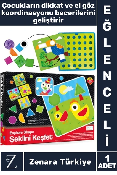 Çocuk El Göz Koordinasyon Parça Bütün İlişkisi Kavrama Eğitici Eğlenceli Oyun ŞEKLİNİ KEŞFET ürün görseli