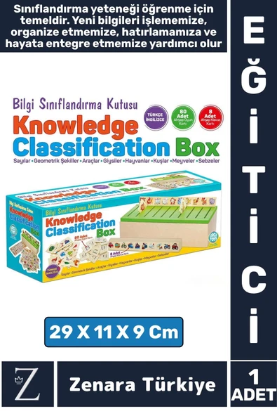 Çocuk Eğitici Zeka Koordinasyon Kişisel Gelişim Ahşap Türkçe İngilizce BİLGİ SINIFLANDIRMA KUTUSU ürün görseli