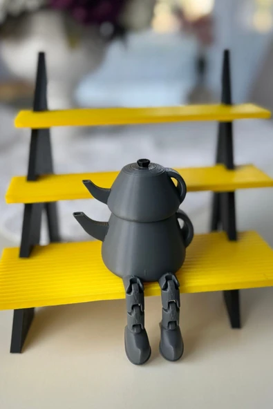 Çay Seti Demlik ve Bardak Dekoratif Figür Seti + 2 Adet Şeker Dahil - 4