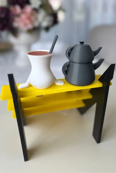 Çay Seti Demlik ve Bardak Dekoratif Figür Seti + 2 Adet Şeker Dahil - 6