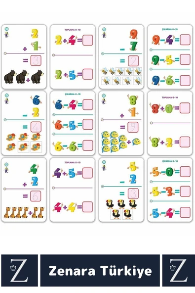 Çocuk Eğitici Zeka Geliştirici İşlem Becerisi Öğrenimi Eğlenceli Yaz Sil Aktivite Kartları-SAYILAR - Resim 2