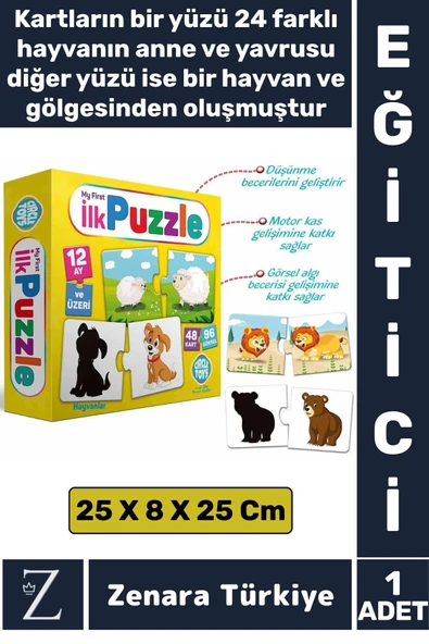 Çocuk Eğitici Zeka Görsel Algı Parça Bütün İlişkisi Düşünme Becerisi Eğlenceli 48 KART-İLK PUZZLE ürün görseli