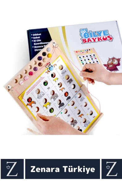 Eğlenceli Görsel Algı Dikkat Zeka Hafıza El-Göz Koordinasyonu Geliştirici Oyun BİLYE BAYKUŞ 5+ YAŞ - Resim 2