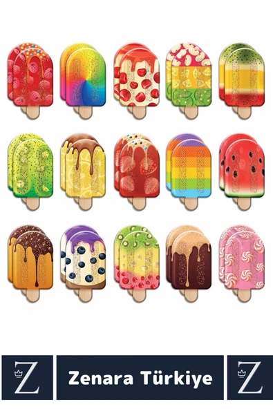 Çocuk Eğitici Hafıza Güçlendirici Renk Şekil Öğrenimi Eğlenceli Öğretici Oyun DONDURMA EŞLEŞTİRME - Resim 2