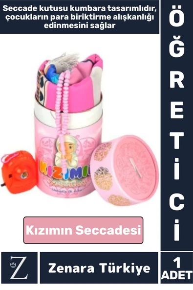 Kız Çocuk İbadet Öğretici 3 Parça Seccade Tesbih Kumbara Tasarımlı Namaza İlk Adım KIZIMIN SECCADESİ ürün görseli