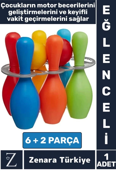 Eğitici Motor Beceri Koordinasyon Geliştirici Keyifli Vakit 6+2 Parça Çocuk Eğlenceli BOWLİNG SETİ ürün görseli