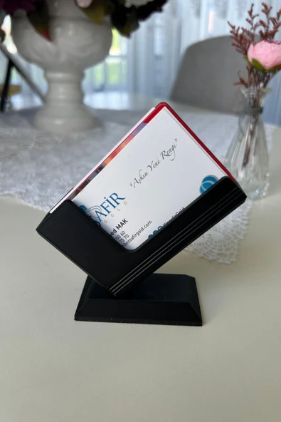 Siyah Modern Masaüstü Kartvizitlik 10×8 Cm – Şık Ofis Aksesuarı
