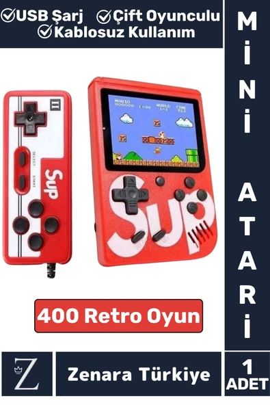 Taşınabilir USB Şarjlı Çift Oyunculu Mario Street Fighter Nostalji Retro 400 Oyunlu Mini El Atarisi