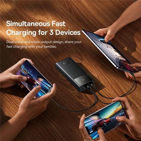 Baseus Star-Lord Digital Display 20000mAh 22.5W Hızlı Şarj Powerbank Taşınabilir Hızlı Şarj Cihazı Siyah - 2