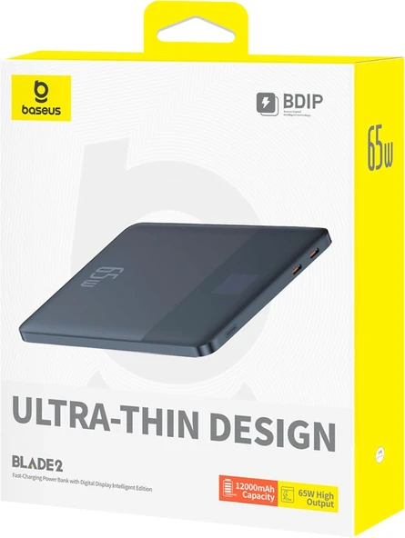 Baseus Blade2 12.000 mAh Digital Display Power Bank 65W-Mariana Mavi - Resim 3