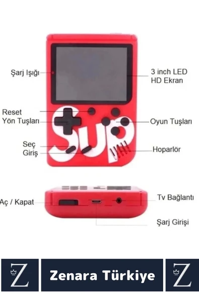 Taşınabilir USB Şarjlı Çift Oyunculu Mario Street Fighter Nostalji Retro 400 Oyunlu Mini El Atarisi - 3
