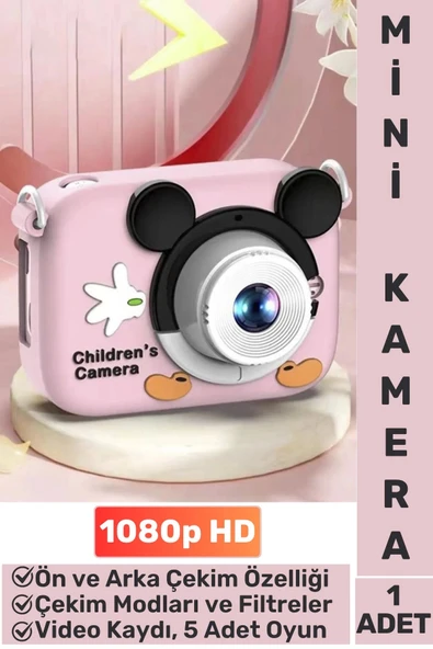 Premium 1080p HD Video Kayıt Ön Arka Çekim Filtre 5 Oyun Mini Çocuk Kamera Dijital Fotoğraf Makinesi