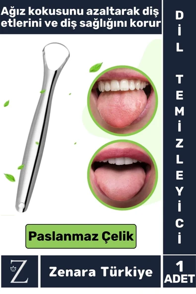 Premium Hijyenik Diş Sağlığını Koruyan Ağız Kokusu Önleyen Paslanmaz Çelik Dil Temizleyici
