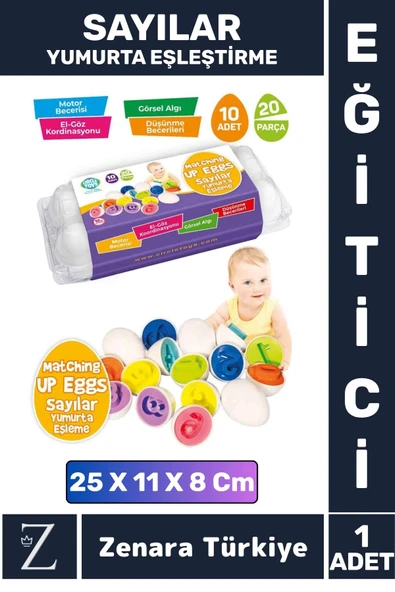 Çocuk Eğitici Motor Beceri Düşünme Görsel Algı Zeka Gelişimi Eğlenceli SAYILAR 10'lu YUMURTA EŞLEME ürün görseli