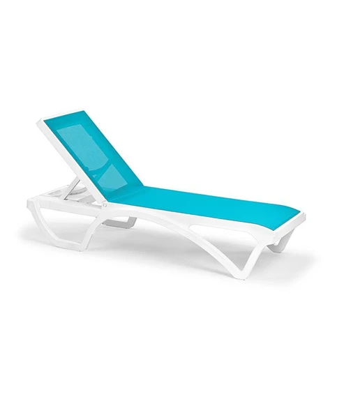 Omnipazar SY-2534 Beyaz-Turkuaz Royal Fileli Lüks Şezlong 2'li Set - 2
