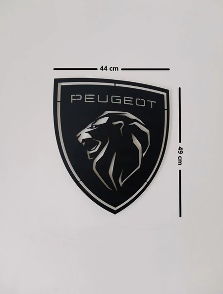 Motto Dekor Lazer Kesim Metal Peugeot Logosu Peugeot Armalı Pego Duvar Dekoru 44x49 cm - 6