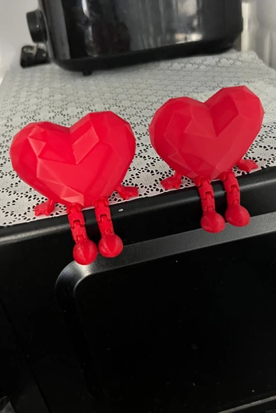 Kalp Şeklinde Biblo 2 Adet – Oturan Çift Kalp Dekoru 4,8×6,4 Cm Kırmızı Masaüstü Süs - 5
