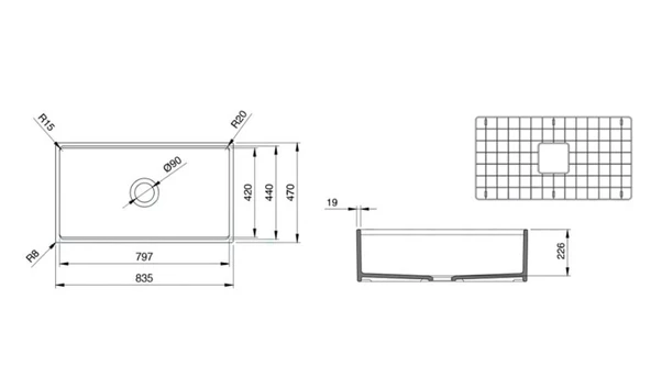 Bocchi 1504-001-0120 Contempo Step Rim Mutfak Eviyesi 84 cm Beyaz - 4