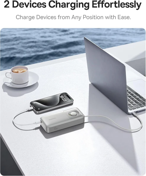 Baseus Free2Pull 20000mAh Power Bank Gri - Resim 2