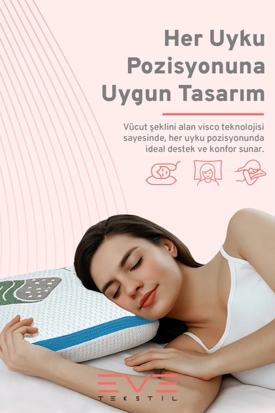 Air File Kumaşlı Visco Dream Hava Alabilen Ortopedik Yastık - 4