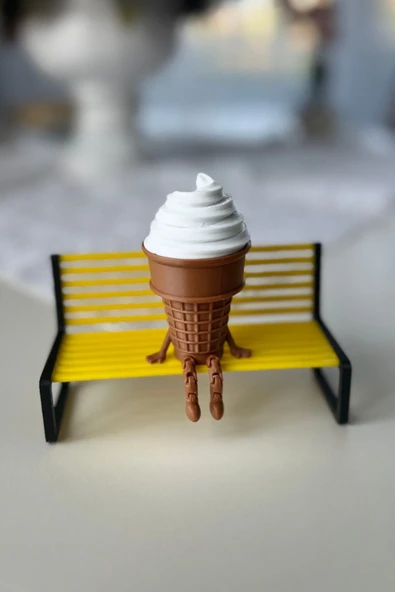 3'lü Renkli Dondurma Külahı Dekoratif Figür Seti - Sevimli Bacaklı Masaüstü Süs - 6