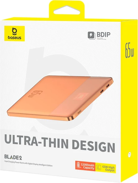 Baseus Blade2 12.000 mAh Digital Display Power Bank 65W-Canyon Coral - Resim 3