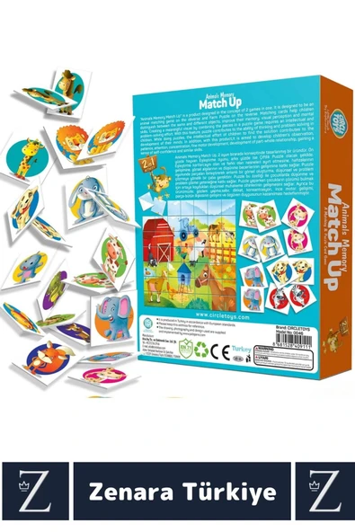 Çocuk Eğitici Zeka Geliştirici Görsel Algı Problem Çözme 2 in 1 HAYVANLAR Eşleştirme-ÇİFTLİK Puzzle - Resim 3