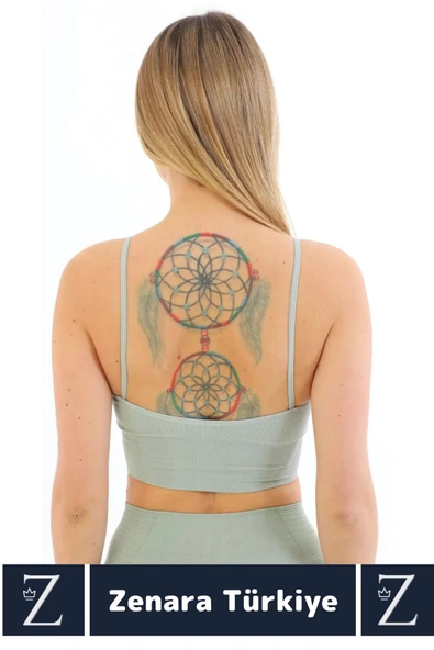 Premium Göğüs Toparlayan Sarkma Önleyen Gündelik Spor Kullanım İnce Askı Pedli Çizgili Crop Büstiyer - 3