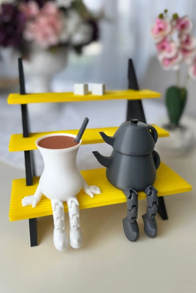 Çay Seti Demlik ve Bardak Dekoratif Figür Seti + 2 Adet Şeker Dahil - 5