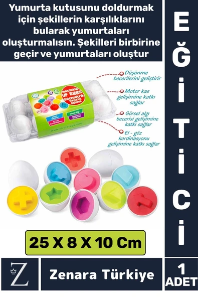 Çocuk Eğitici Düşünme Görsel Algı Eşleştirme Becerisi Geometrik Şekiller YUMURTA EŞLEME Oyunu 10'lu ürün görseli