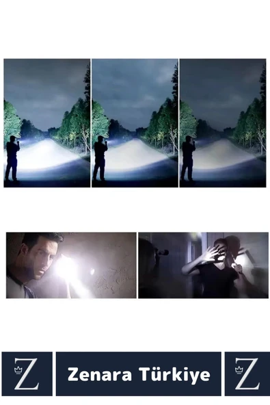 Premium Kamp Avcı Balıkçı Güvenlik Deprem 5 Modlu 3000 Lümen Güçlü Beyaz Işık Şarjlı El Feneri - 3