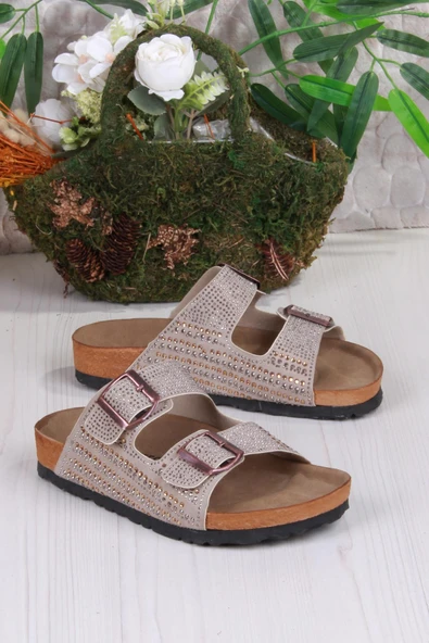 Fort 8731 Anatomik Rahat Taban Taşlı Çift Tokalı Şık Kadın Terlik - Resim 7