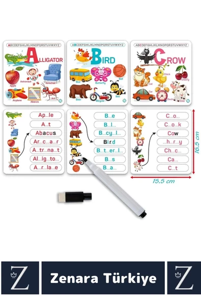 Çocuk Eğitici İngilizce Dil Bilgisi Gelişimi Hayvan Meyve Sebze Nesne Tanıma İNGİLİZCE ALFABE - Resim 4