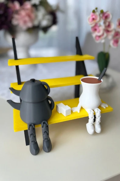 Çay Seti Demlik ve Bardak Dekoratif Figür Seti + 2 Adet Şeker Dahil - 2