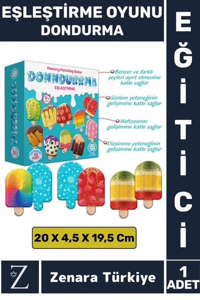 Çocuk Eğitici Hafıza Güçlendirici Renk Şekil Öğrenimi Eğlenceli Öğretici Oyun DONDURMA EŞLEŞTİRME