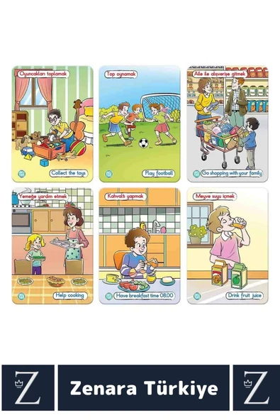 Çocuk Eğitici Zeka Dil Geliştiren Kişisel Gelişim Günlük Eylemler Resimli Aktivite Kartlar-BİR GÜNÜM - Resim 3