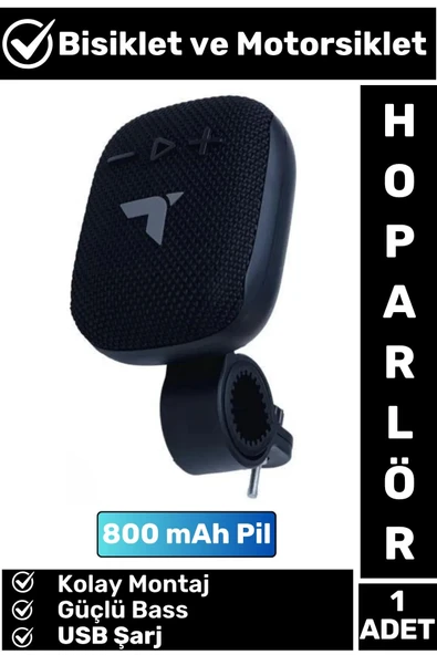 Premium Kompakt Kolay Montaj Güçlü Bass USB Şarjlı Bluetoothlu Motorsiklet Bisiklet Hoparlörü