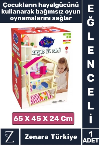 Premium Çocuk Hayal Dünyası Beceri Geliştirici El Yapımı Ahşap Eğlenceli Büyük 3 KATLI OYUN EVİ ürün görseli