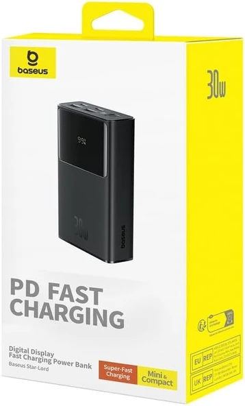 Baseus Star-Lord 10.000 mAh Digital Display Powerbank 30W-Siyah - Resim 4