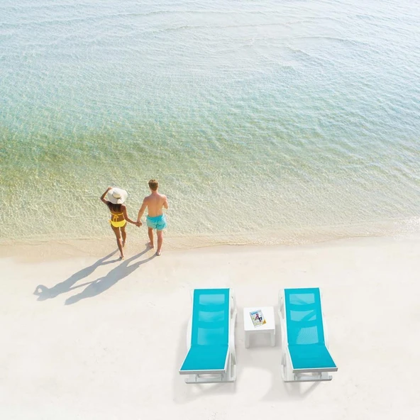 Omnipazar SY-2534 Beyaz-Kahve Royal Fileli Lüks Şezlong 2'li Set - 4