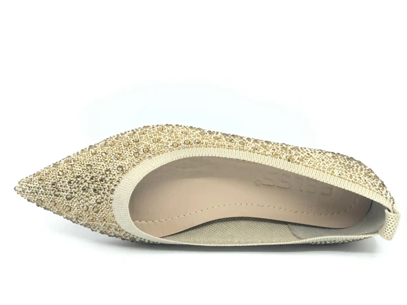 Feles Sivri Burun Taş Detaylı Kadın Babet Ayakkabı - Resim 5