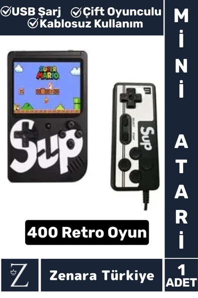 Taşınabilir USB Şarjlı Çift Oyunculu Mario Street Fighter Nostalji Retro 400 Oyunlu Mini El Atarisi