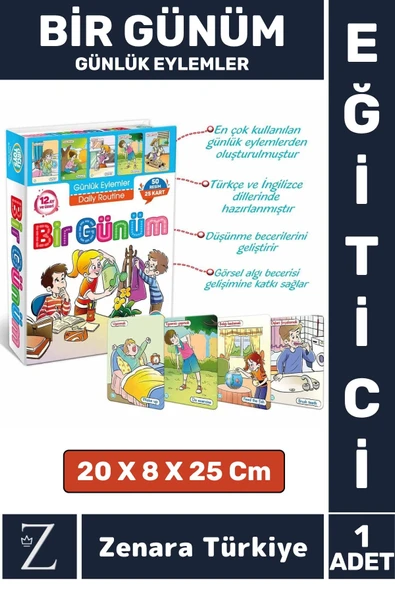 Çocuk Eğitici Zeka Dil Geliştiren Kişisel Gelişim Günlük Eylemler Resimli Aktivite Kartlar-BİR GÜNÜM ürün görseli