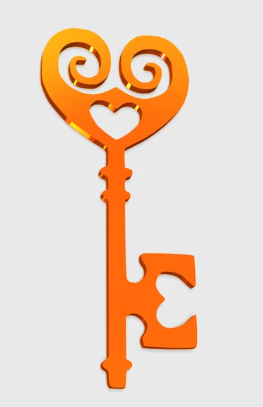 Byr Anahtar Kalp Kolye (Plastik Aparattır!!!) 3D - Resim 2